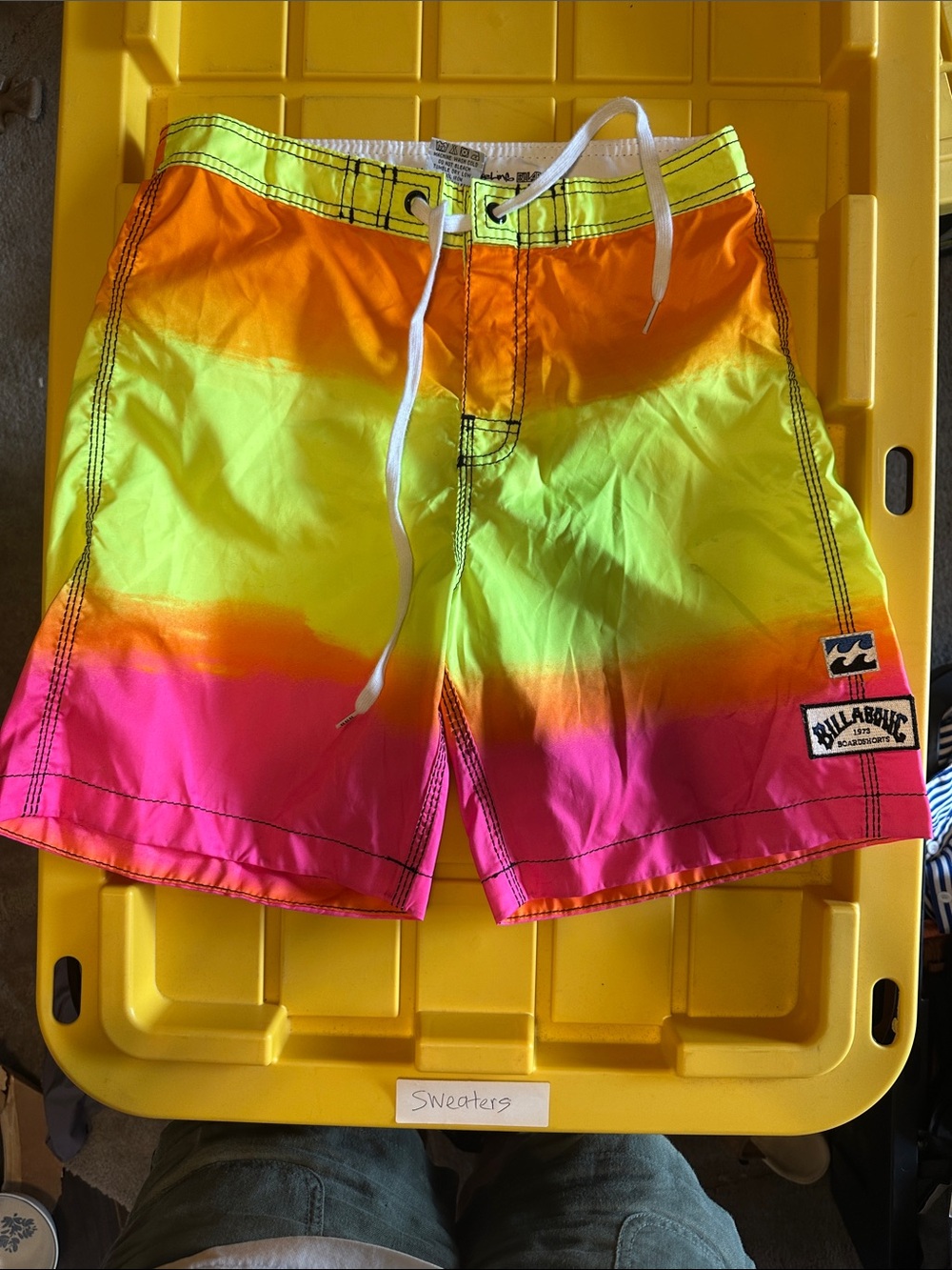 Billabong Men’s Gradient Swim Shorts - Yellow, Orange, Pink